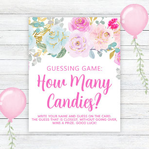 Póster Juego de adivinaciones de Baby Shower, Chica de fl