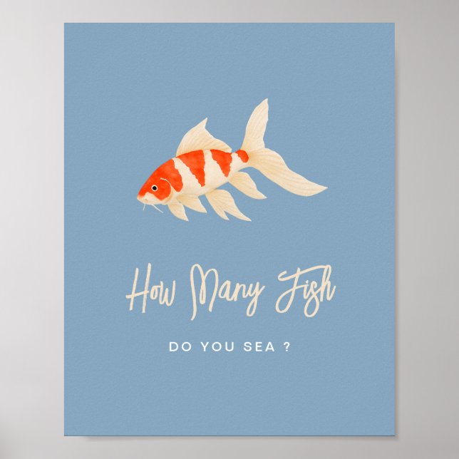 Póster Juego de Adivinanza de Cuántas Peces Despedida de  (Frente)