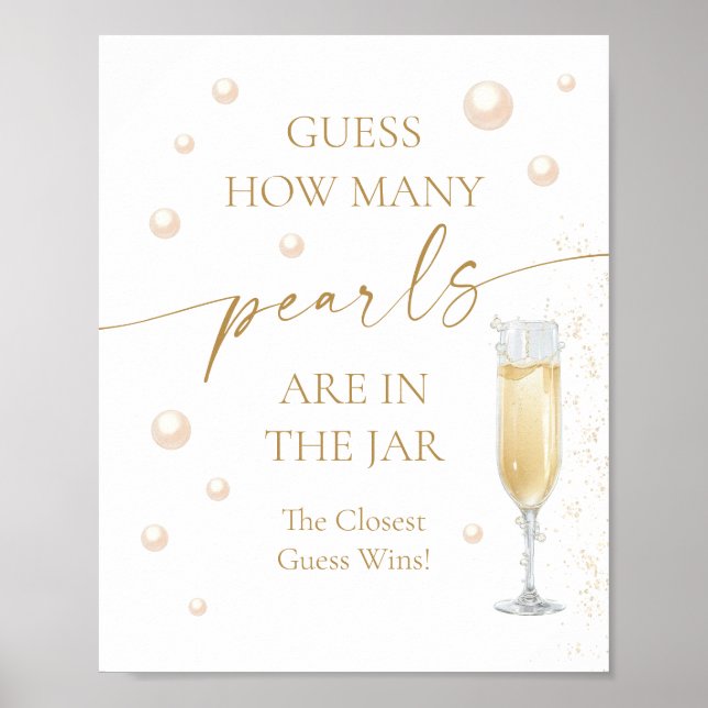 Póster Juego de adivinanza de perlas Prosecco para desped (Frente)