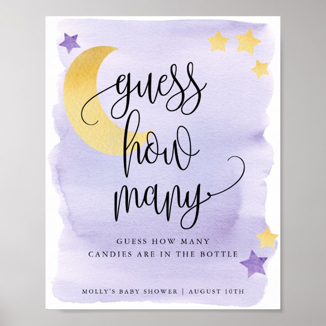 Póster Juego de adivinanza morado de la luna (Frente)