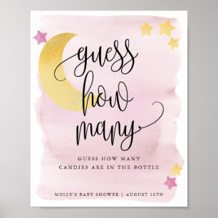 Póster Juego de adivinanza rosa sobre la luna