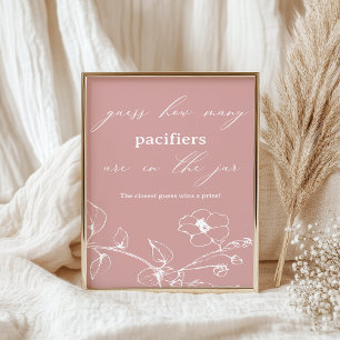 Póster Juego de adivinanzas para baby shower floral Vinta