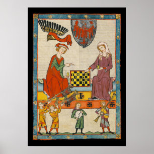 Póster Juego de Ajedrez Codex Manesse siglo XIV