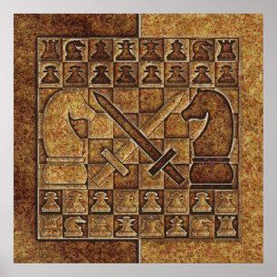 PÓSTER JUEGO DE AJEDREZ EN PIEDRA