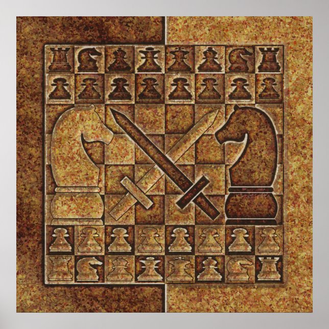 PÓSTER JUEGO DE AJEDREZ EN PIEDRA (Frente)