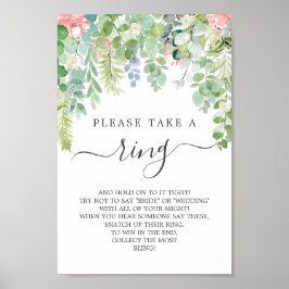 Póster Juego de anillo de ducha de novia con vegetación s