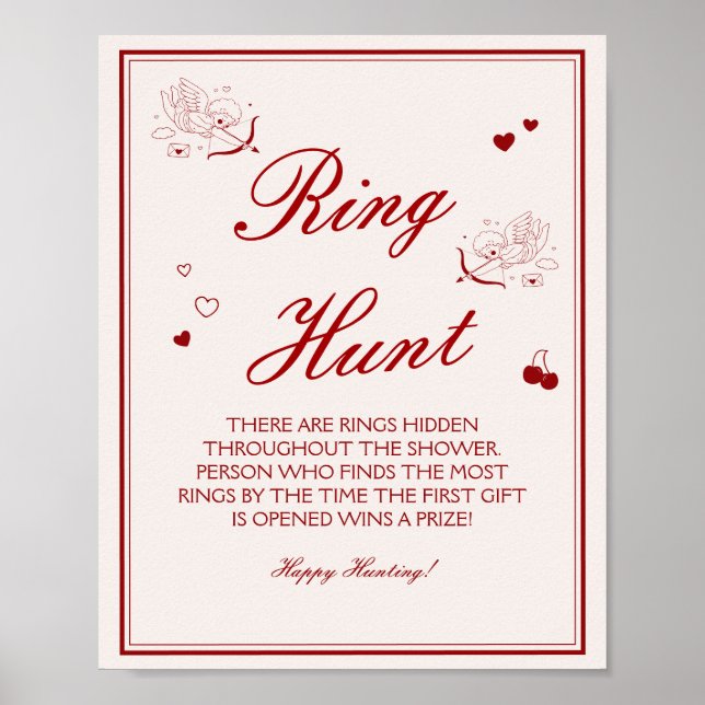 Póster Juego de Anillo para Despedida de Soltera Burgundy (Frente)