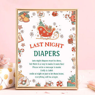 Póster Juego de Baby Shower "Anoche Los Diapers"