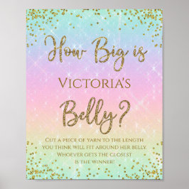 Póster Juego de baby shower Arcoíris ¿Qué tan grande está