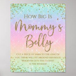 Póster Juego de baby shower Arcoíris ¿Qué tan grande está