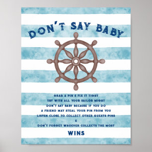 Póster Juego de Baby Shower Blue Nautical Sailor Watercol