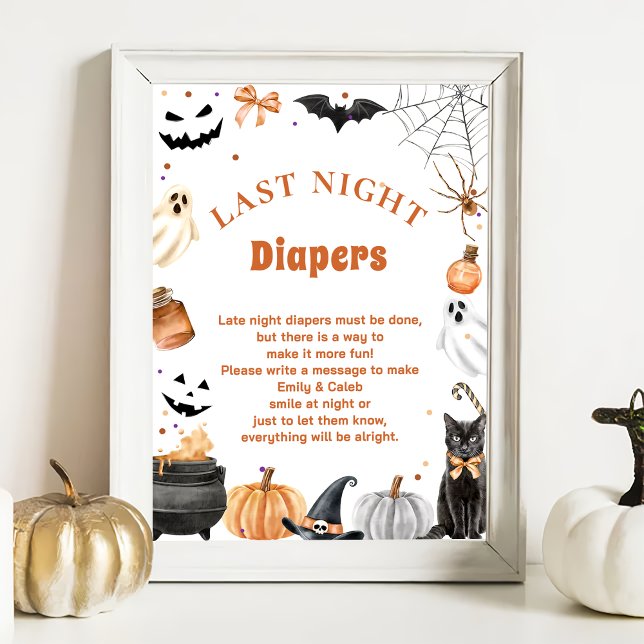 Póster Juego de Baby Shower Boo Cute "Late Night Diapers" (Subido por el creador)