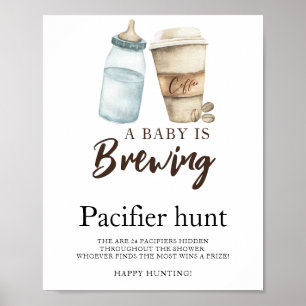Póster juego de baby shower caza chupete de café para beb