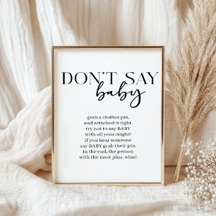 Póster Juego de baby shower con letra moderna simple negr