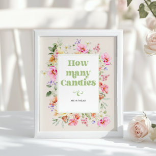 Póster Juego de baby shower Cuántas golosinas Wildflower