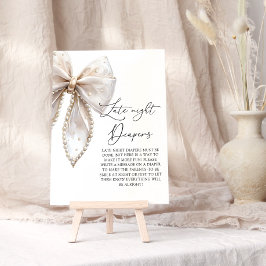 Póster Juego de Baby Shower Cute Pearl Bow Late Night Dia