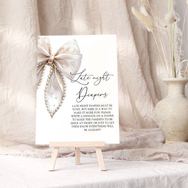Póster Juego de Baby Shower Cute Pearl Bow Late Night Dia (Subido por el creador)