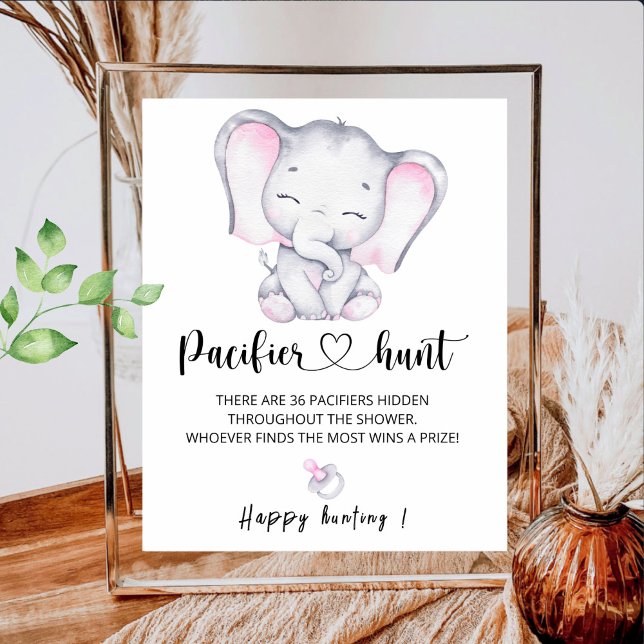 Póster Juego de Baby Shower de caza de elefantes rosados (Subido por el creador)