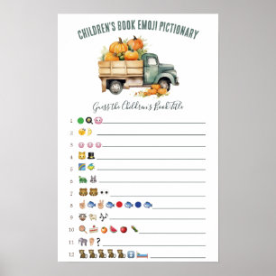 Póster Juego de Baby Shower de Emoji de camionetas de rec