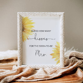 Póster Juego de baby shower de girasoles cuántos besos