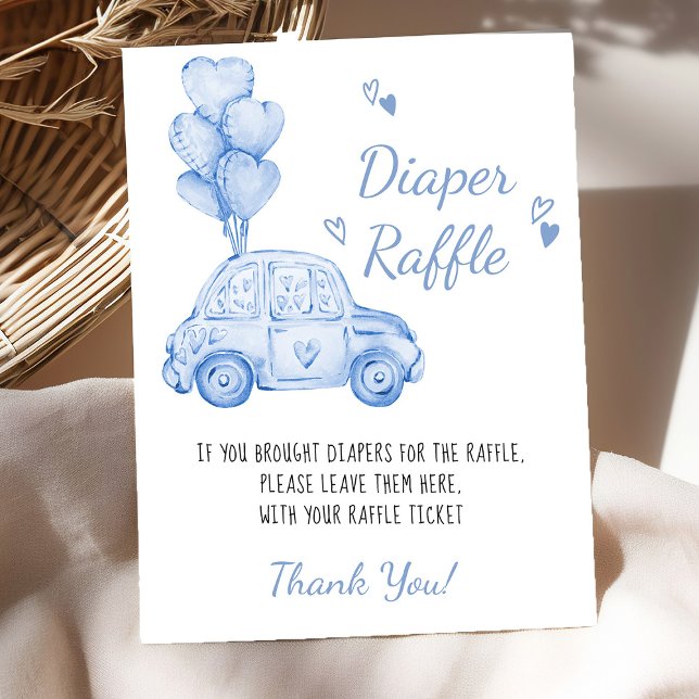Póster Juego de Baby Shower de los globos de los coches a (Diaper raffle baby shower game poster - available printed or digital - by Darling & May)