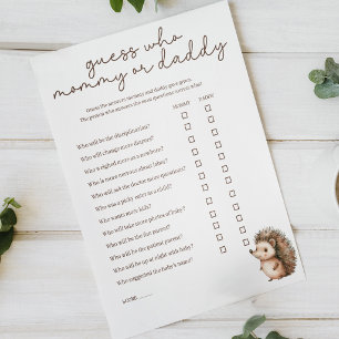Póster Juego de Baby Shower de Mamá o Papá Erizo Pequeño