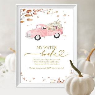 Póster Juego de Baby Shower de Niña La Camioneta se Volcó
