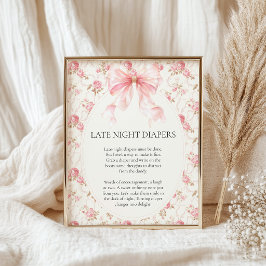 Póster Juego de Baby Shower de Pañales Nocturnos Pink Bow