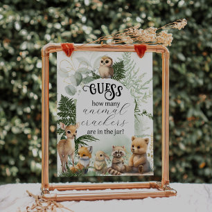 Póster Juego de Baby Shower de Woodland Animal Greenery