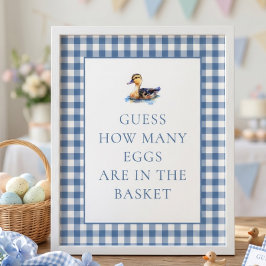 Póster Juego de Baby Shower del Pato de Cuadros Azules ¿C