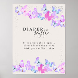 Póster Juego de Baby Shower Diaper Raffle Butterfly Skies