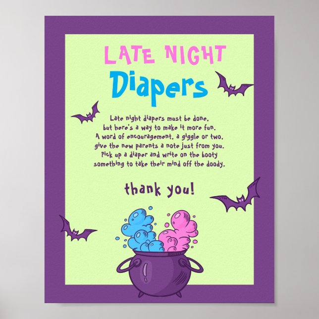 Póster Juego de Baby Shower Halloween de Late Night Diape (Frente)