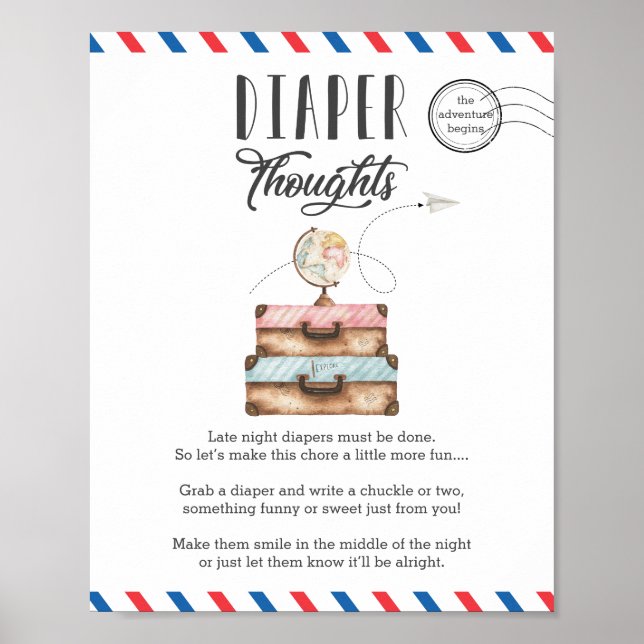 Póster Juego de Baby Shower Late Night Diaper Thoughts (Frente)