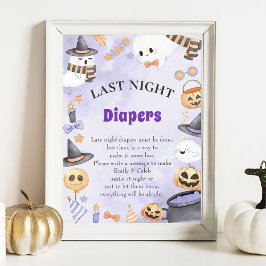 Póster Juego de Baby Shower "Late Night Diapers" de Hallo