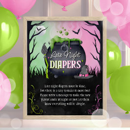 Póster Juego de Baby Shower "Late Night Diapers" de Hallo