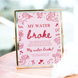 Póster Juego de baby shower 'Mi agua se rompió' dibujado 