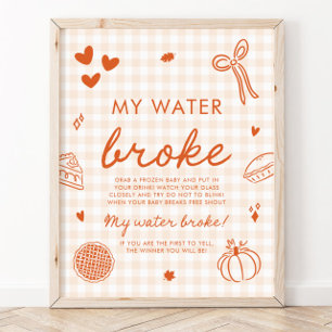 Póster Juego de Baby Shower Mi Agua Se Rompió Pastelito d