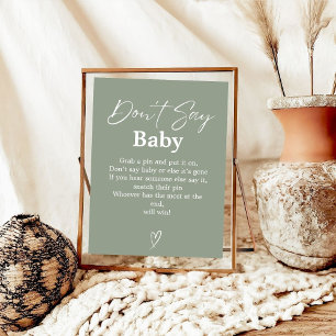 Póster Juego de baby shower 'No digas bebé' con cartel de