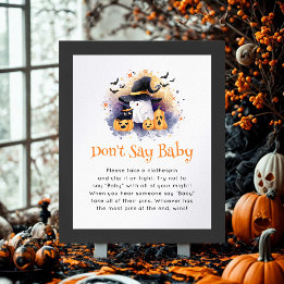 Póster Juego de Baby Shower "No digas bebé" de Halloween