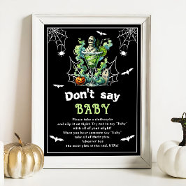 Póster Juego de Baby Shower "No digas bebé" de Halloween