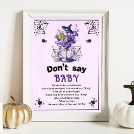 Póster Juego de Baby Shower "No digas bebé" de Halloween