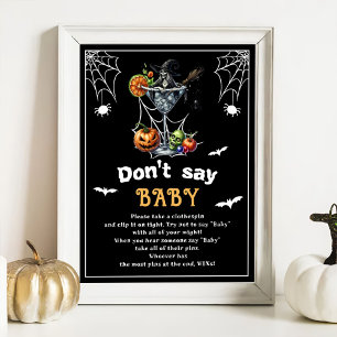 Póster Juego de Baby Shower "No digas bebé" de Halloween