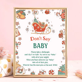 Póster Juego de Baby Shower "No digas bebé" de Navidades 
