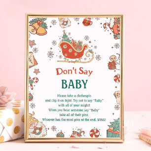 Póster Juego de Baby Shower "No digas bebé" de Navidades