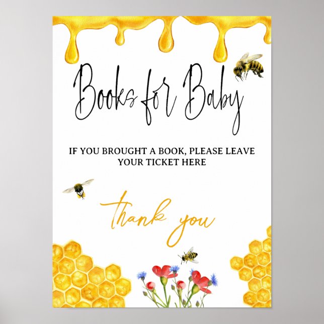Póster Juego de Baby Shower para el libro de abejas de fl (Frente)