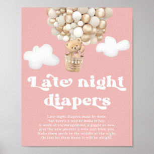Póster Juego de Baby Shower para osos rosados
