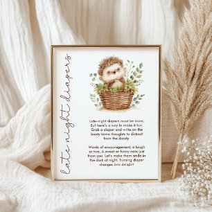 Póster Juego de Baby Shower: Pequeño Erizo, Pañales Noctu