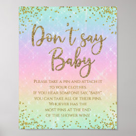 Póster Juego de baby shower Rainbow Don't Say Baby