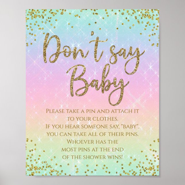 Póster Juego de baby shower Rainbow Don't Say Baby (Frente)