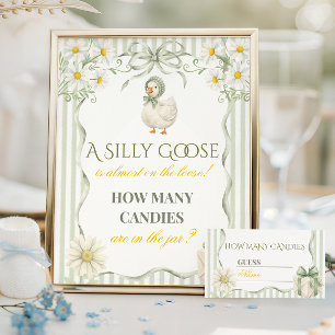 Póster Juego de Baby Shower Silly Goose Verde Menta Neutr